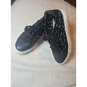 NEW AGL Mandi Sneakers Womens 38.5 US 8 Cut Out Black Leather Lace Up $415